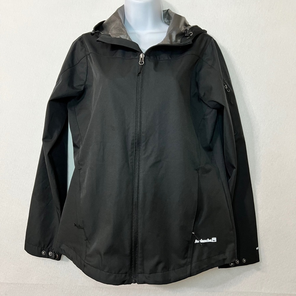 Avalanche Outdoor Supply Co Women's Gorpcore Hiking Black Hooded Rain Jacket Med